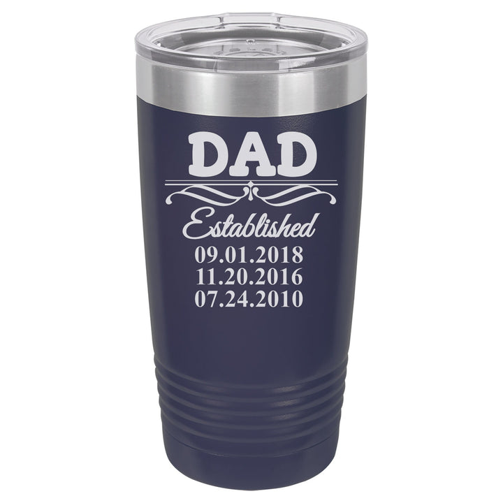 Custom Dad Family Tree Insulated Travel tumbler Father's Day Gift, 20 oz. Vacuum Insulated Tumbler with Lid , New Dad Gift, Man cave gift