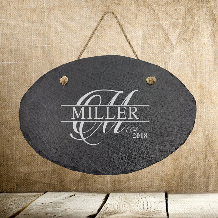 Personalized Rustic Monogram Slate Sign Couples Gifts, Housewarming Engraved Stone Sign , Wedding Gift For Couples, Bridal Shower Gift