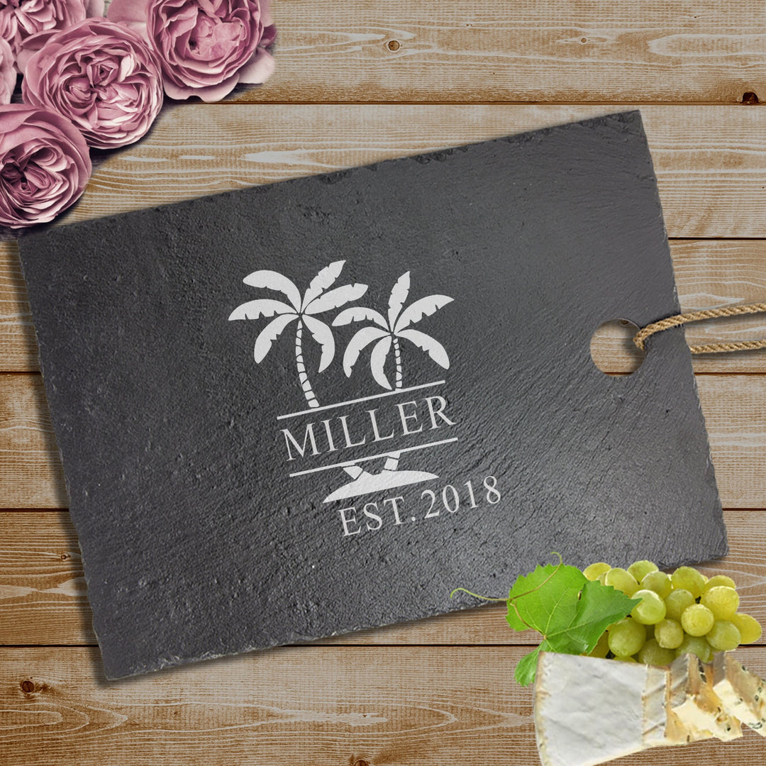Palm Tree Monogram Design Cutting Board Couples Gifts, Housewarming Engraved Cutting Board , Wedding Gift For Couples, Bridal Shower Gift