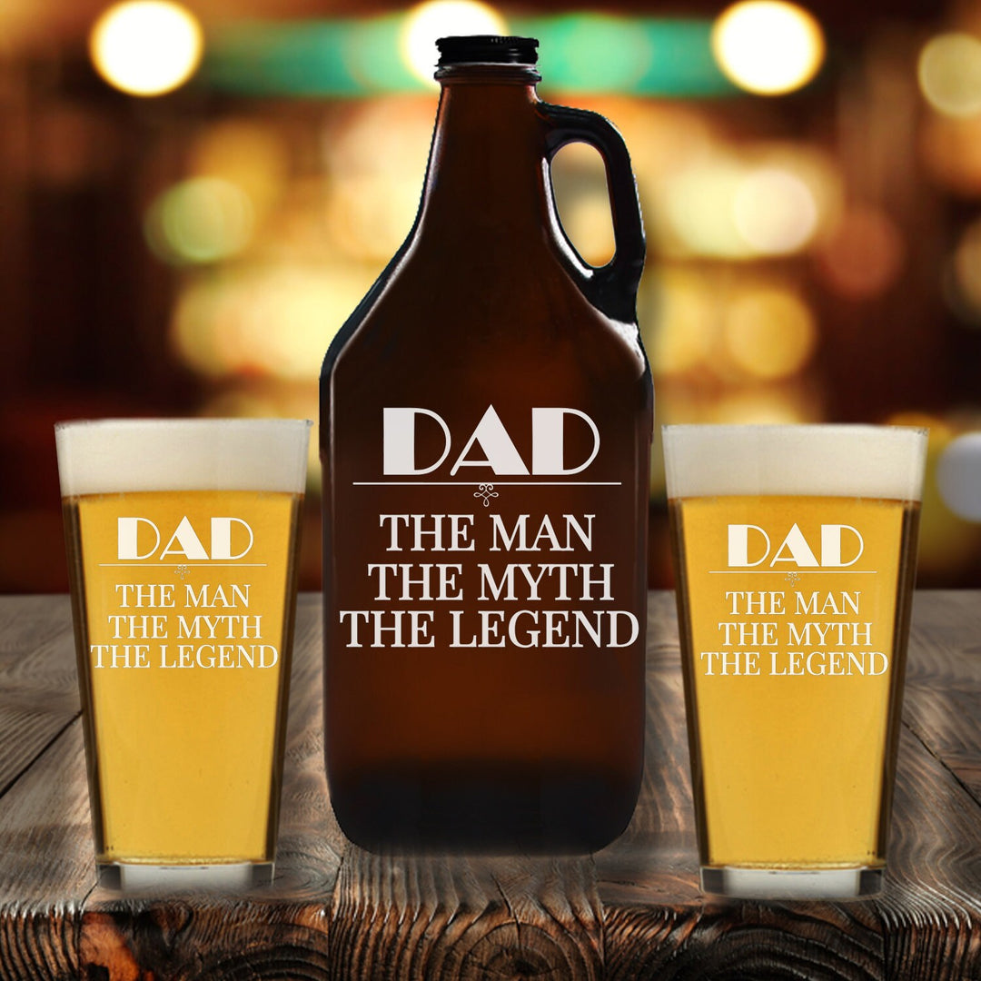 Custom Beer Glass Growler, Personalized Father's day Beer Growler Pint Beer glass, Dad Beer Glass Gift,Man Cave Beer Gifts,New Dad Beer Gift