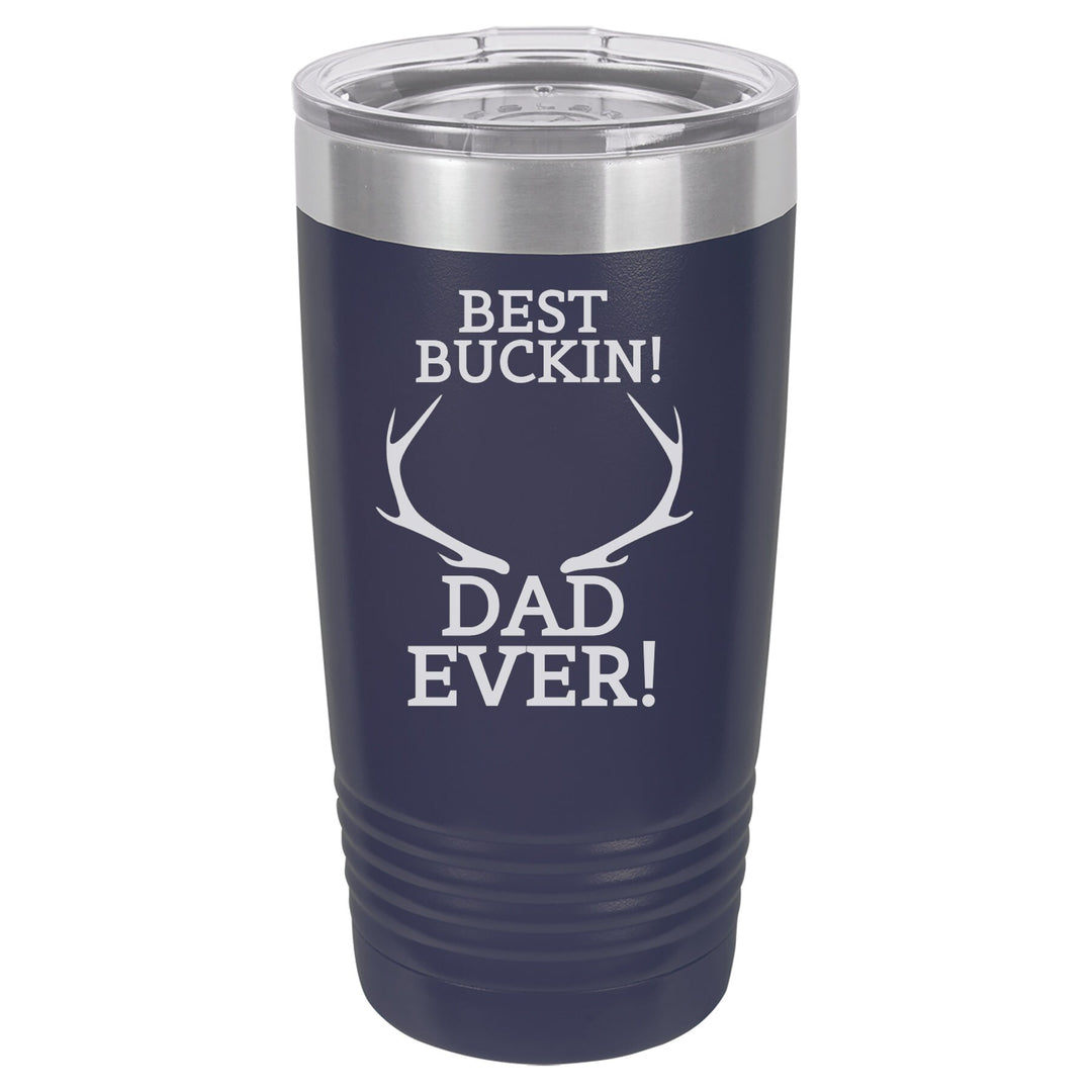 Custom Best Buckin Dad Insulated Travel tumbler Father's Day Gift, 20 oz. Vacuum Insulated Tumbler with Lid , New Dad Gift, Man cave gift