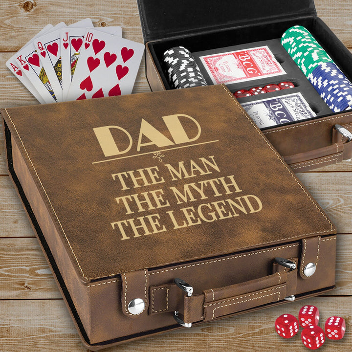 Custom Poker Gift Set, Personalized Father's Day Poker Gift, Texas Hold Em Dad Birthday, Man Cave Gift Set, Poker Card Case, Dad Man cave