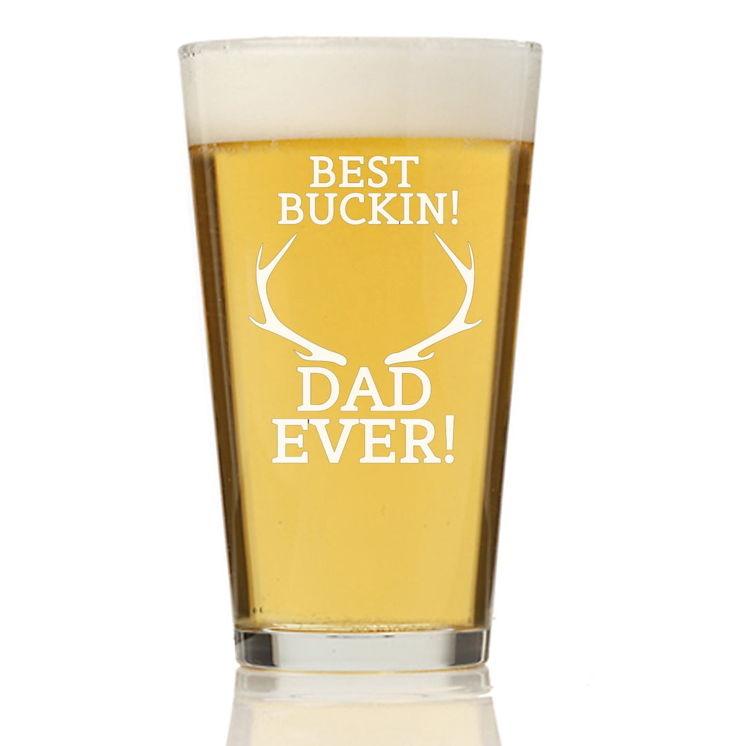 Custom Best Buckin Dad Pint Beer Glass Father's Day Gift, Family Tree Custom Engraved Beer glass, Personalized Dad Beer Glass, Dad Birthday