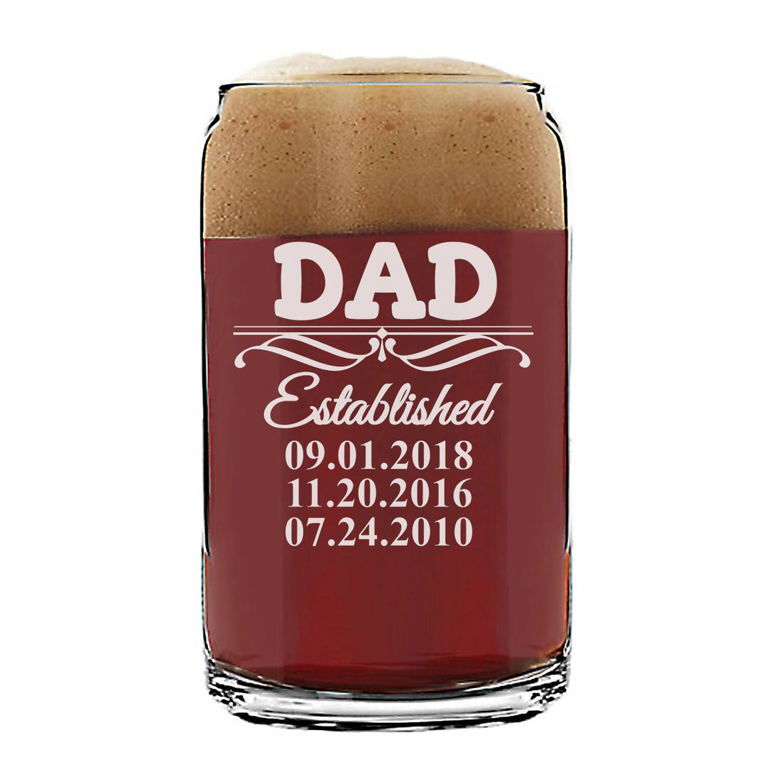 Custom Family Tree Father's Day Can Beer Glass, Dad's Man Cave Beer Gift, Engraved Gifts for Dad Beer Glass, Custom Beer Gifts for fathers