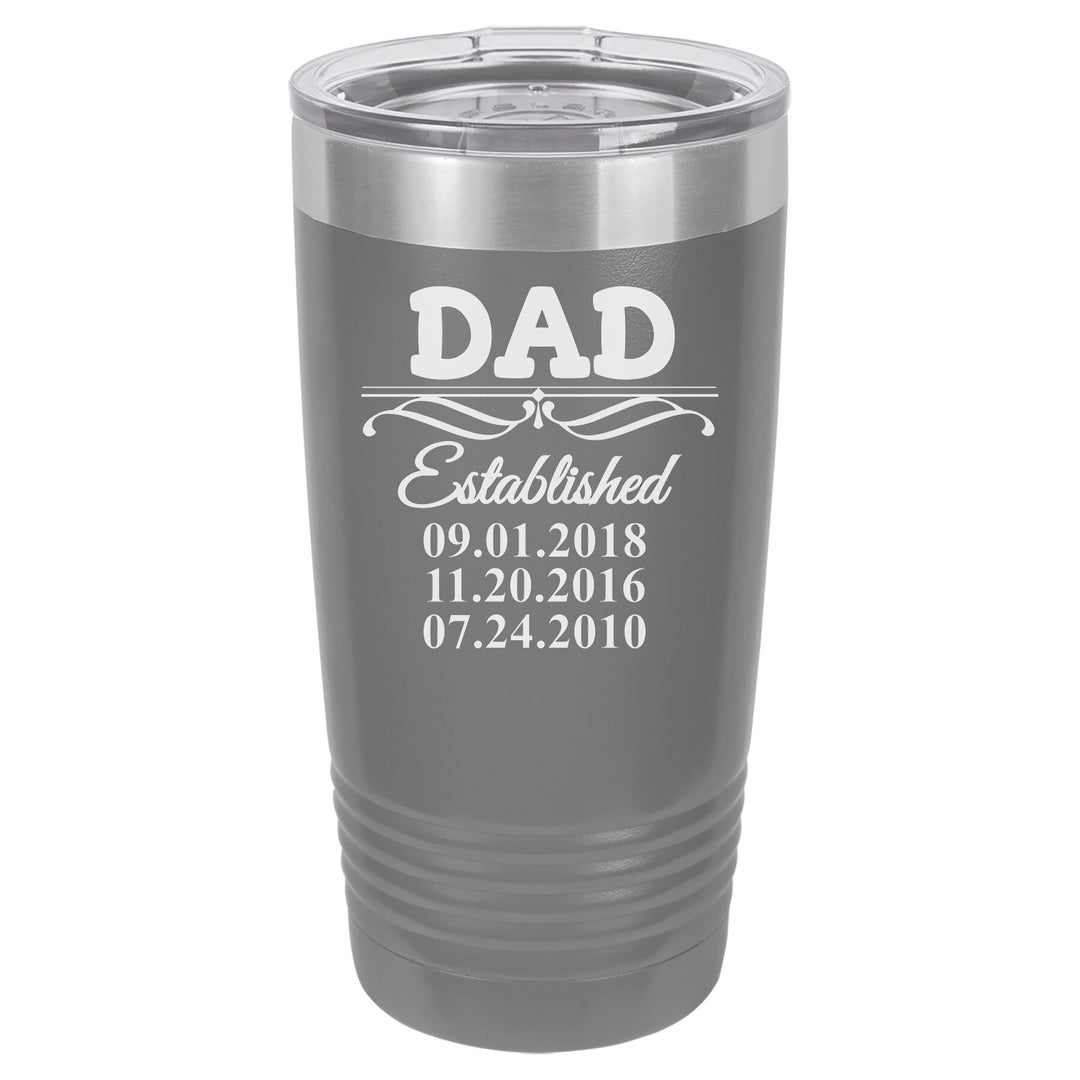 Custom Dad Family Tree Insulated Travel tumbler Father's Day Gift, 20 oz. Vacuum Insulated Tumbler with Lid , New Dad Gift, Man cave gift