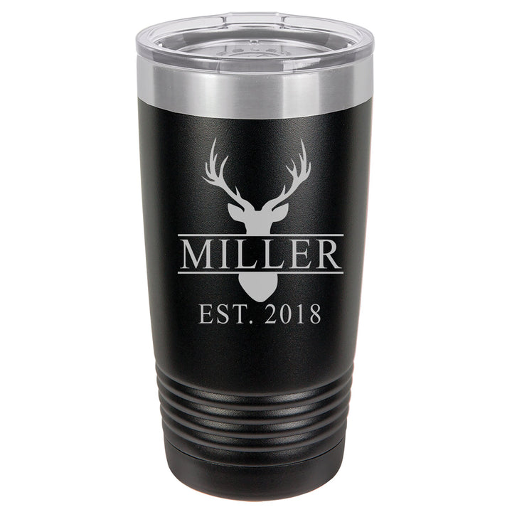 Custom Insulated Tumbler Gift Stag Head Design, 20 oz. Vacuum Insulated Tumbler with Lid , Insulated Tumbler Groomsman - Bridesmaid Gifts