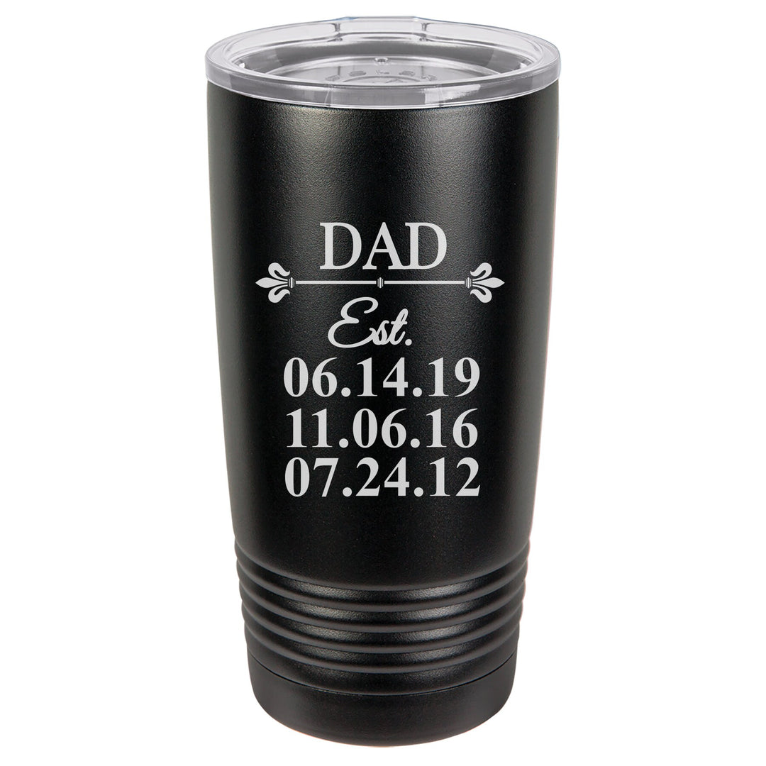 Custom Dad Family Tree Insulated Travel tumbler Father's Day Gift, 20 oz. Vacuum Insulated Tumbler with Lid , New Dad Gift, Man cave gift