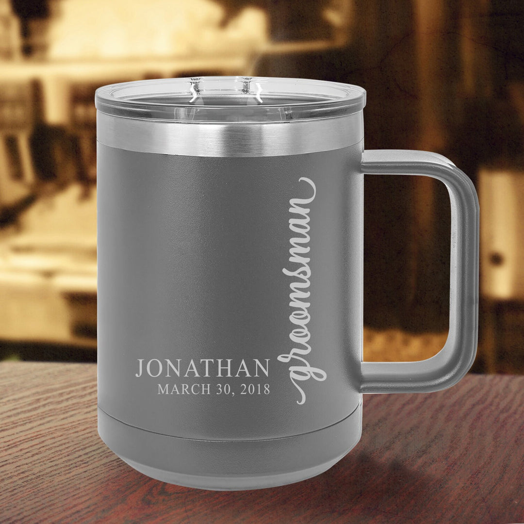 Custom Groomsman Gift Personalized Coffee Mug, Insulated Groomsmen Travel Mug, Best Man Mug Gift, Groom gift, Vacuum Insulated Mug