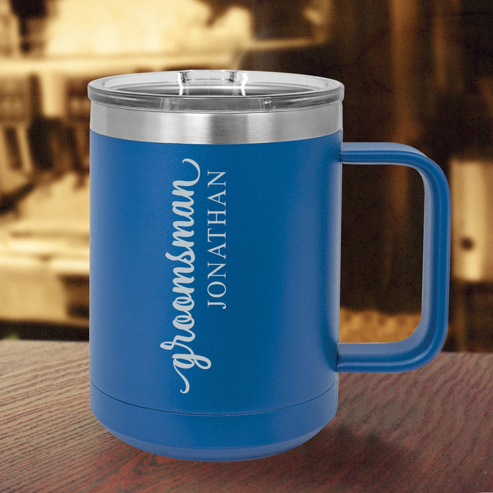 Stylish Groomsman Gift Personalized Coffee Mug, Insulated Groomsmen Travel Mug, Best Man Mug Gift, Groom gift,Vacuum Insulated Mug, Wedding