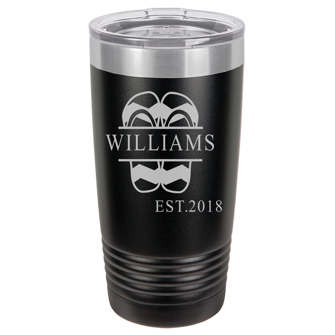 Personalized Flip Flop Design Insulated Tumbler Gift, 20oz Vacuum Insulated Tumbler with Lid, Insulated Tumbler Groomsman - Bridesmaid Gift