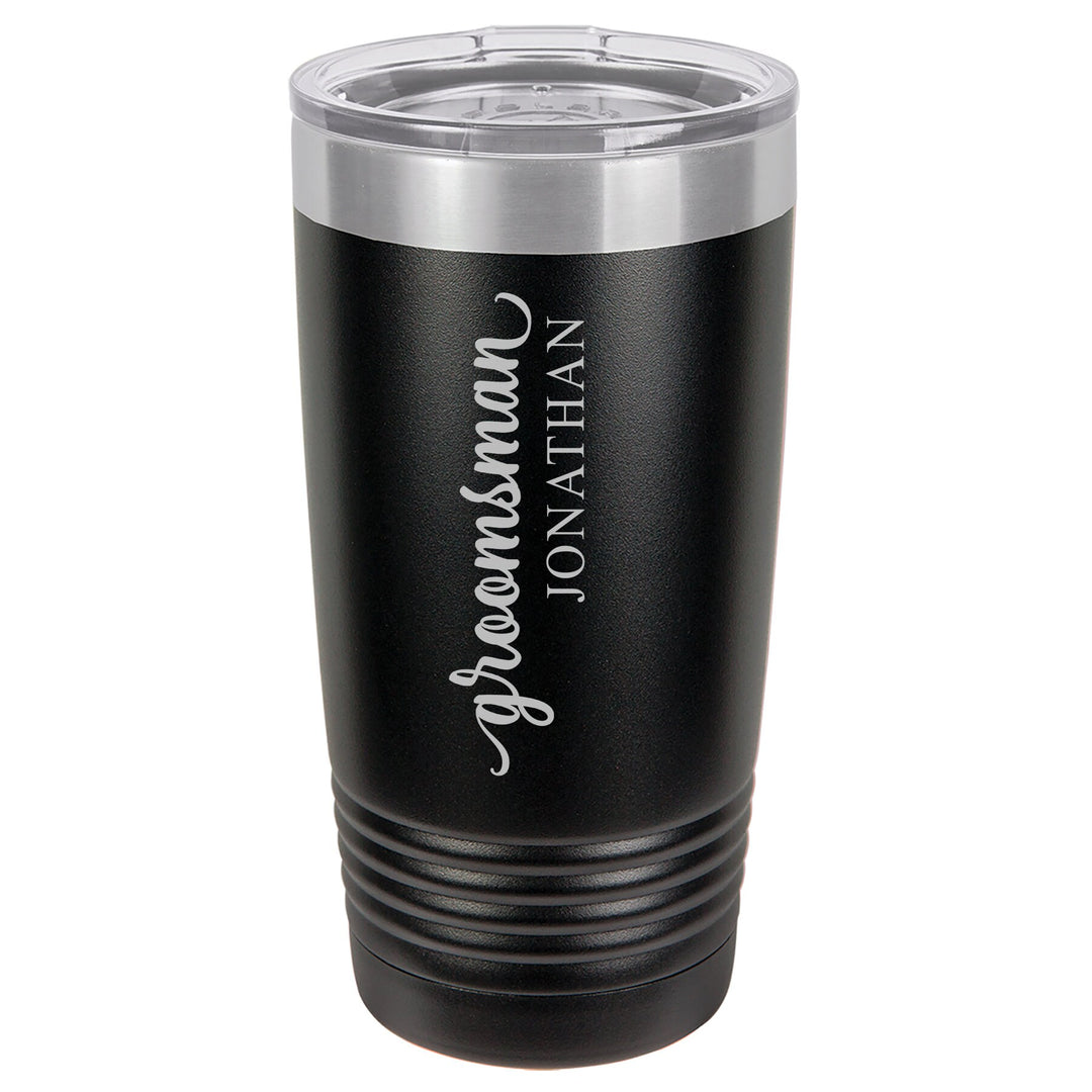 Stylish Groomsman Insulated Tumbler Gift , 20 oz. Vacuum Insulated Tumbler with Lid , Insulated Tumbler Groomsmen, Best Man, Groom Tumbler