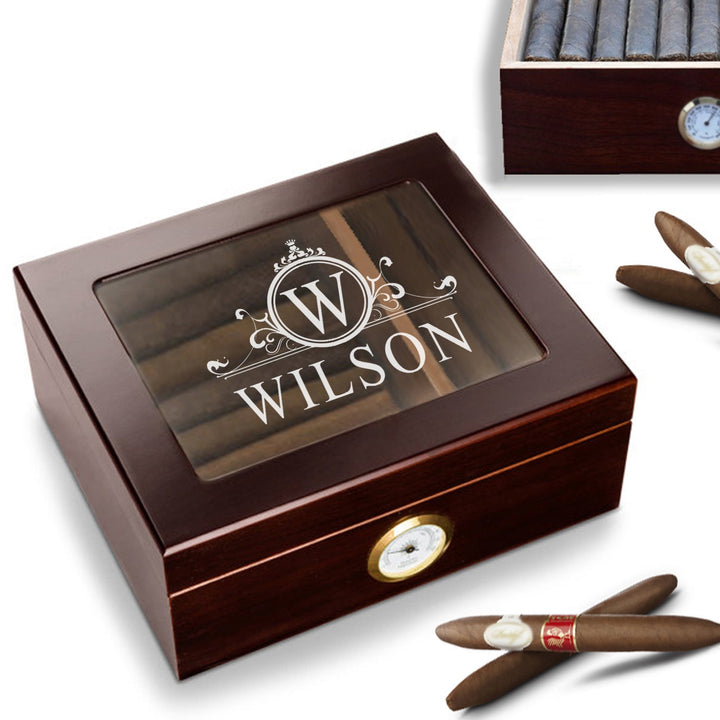 Personalized Cigar Box Gift - Custom Cigar Humidor – Filligree Cigar Holder Box – Cigar Humidor Gift – Groomsmen Cigar Gift – Wood Cigar Box