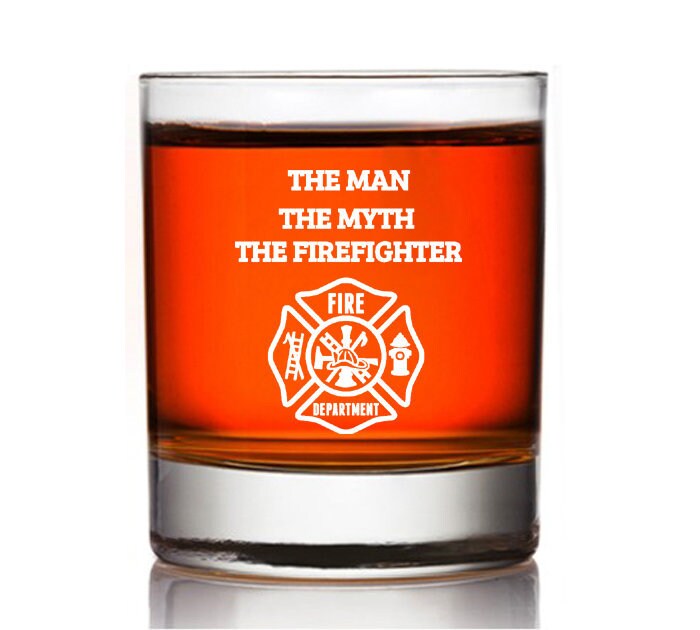 Personalized Fireman Whiskey Glass, Firefighter Scotch Glass. Engraved Fireman Whiskey Gift, FDNY Fireman Whiskey gift