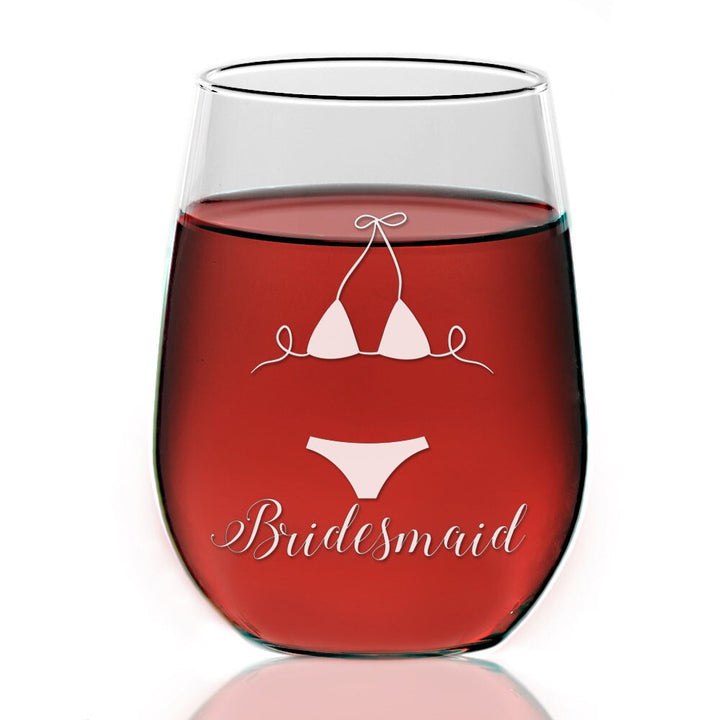 Custom Bridesmaid Wine Glass Gift Personalized, Bridesmaid Stemless Wine Glasses, Bridal Party Gift, Bride Wine glass, Maid of Honor