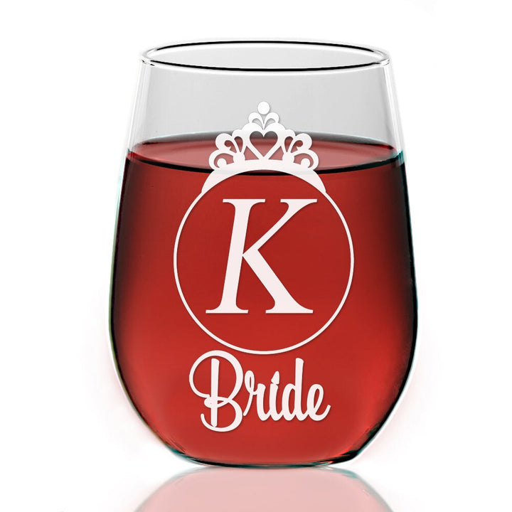 Tiara Bridesmaid Stemless Wine Glass Gift Personalized, Bridesmaid Stemless Wine Glasses, Bridal Party Gift, Bride glass, Maid of Honor