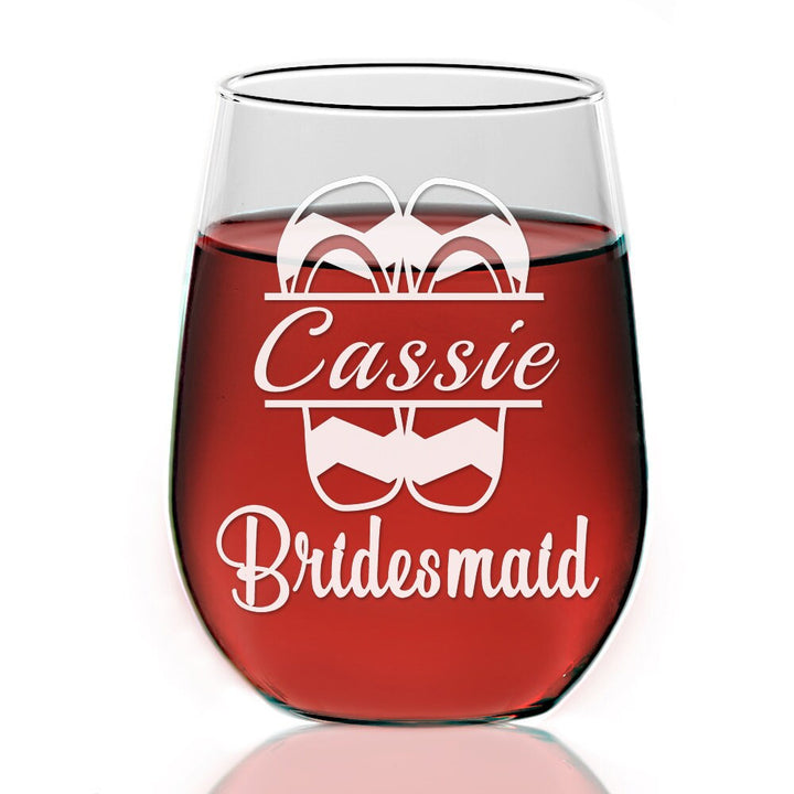 Seashell Bridesmaid Stemless Wine Glass Gift Personalized, Bridesmaid Stemless Wine Glasses, Bridal Party Gift, Bride glass, Maid of Honor