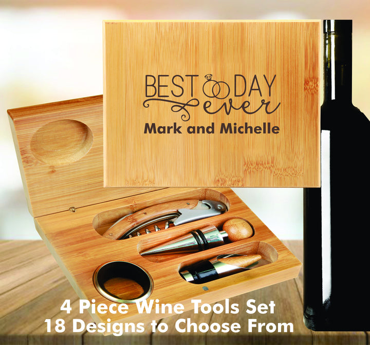 Custom Wine Wedding Gift, Personalized gift Wine Opener Set, Engraved Wine Accessories Gift Set, Personalized Wine Gifts, Wine Gift Tool set
