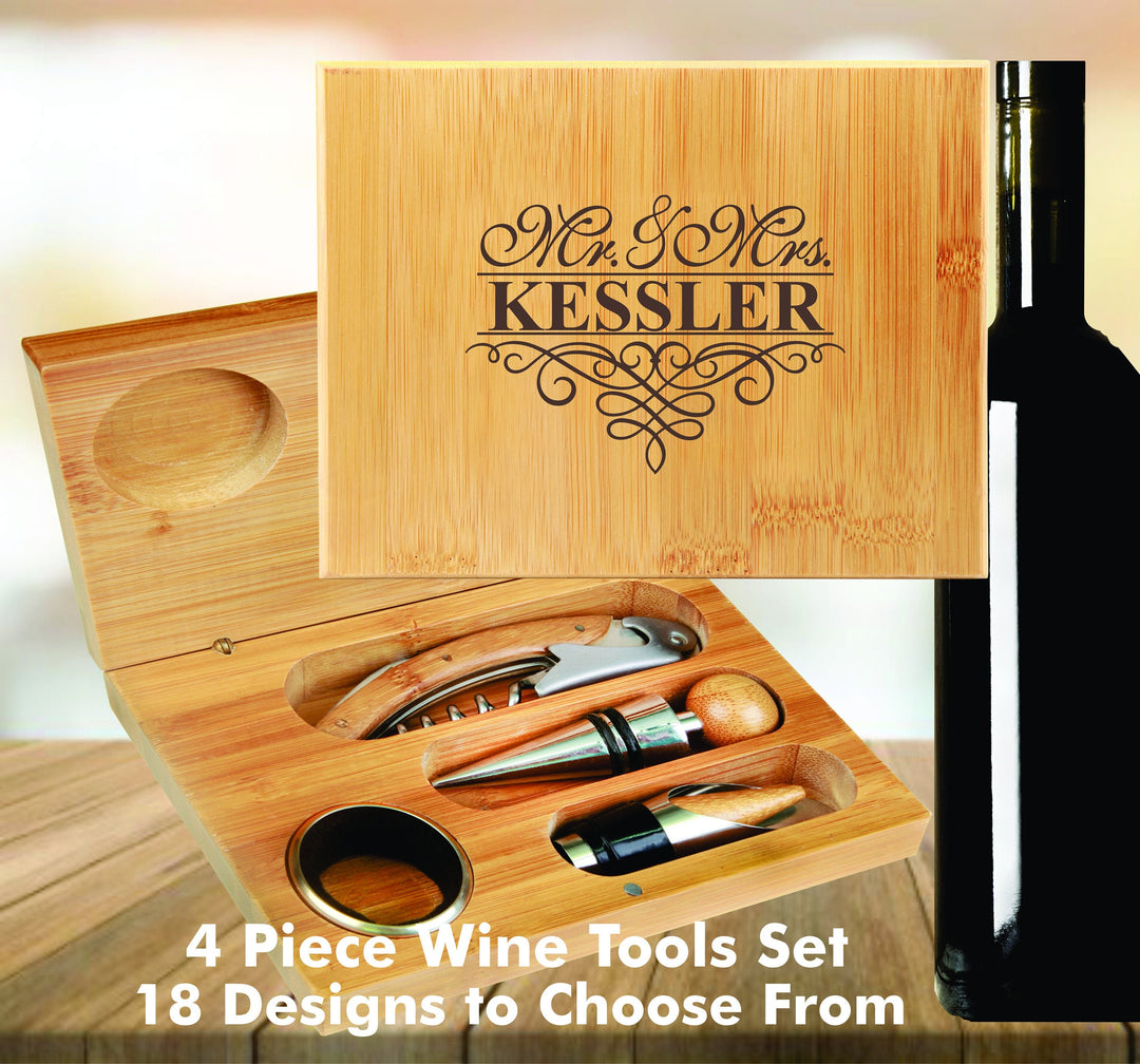 Custom Wine Wedding Gift, Personalized gift Wine Opener Set, Engraved Wine Accessories Gift Set, Personalized Wine Gifts, Wine Gift Tool set