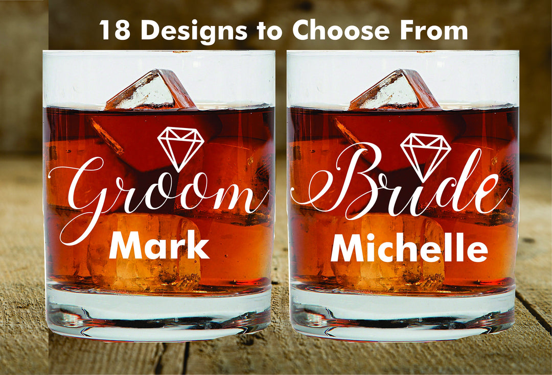 Best Day Ever Wedding Whiskey Glass, Wedding Gift for Couples, 2 pc Set Whiskey Glass, Bourbon Gift glass, Wedding Couples Scotch Glass