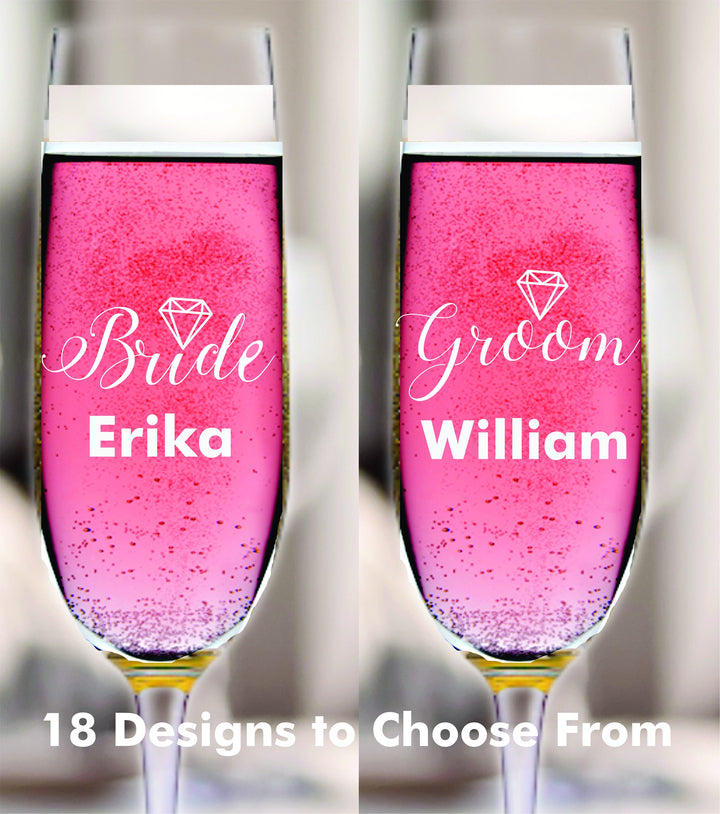 Monogram Wedding Champagne Flute for Wedding Toast , Personalized 2 pc Set Champagne Glass, Bridal Shower Glass gift, Champagne Toasting
