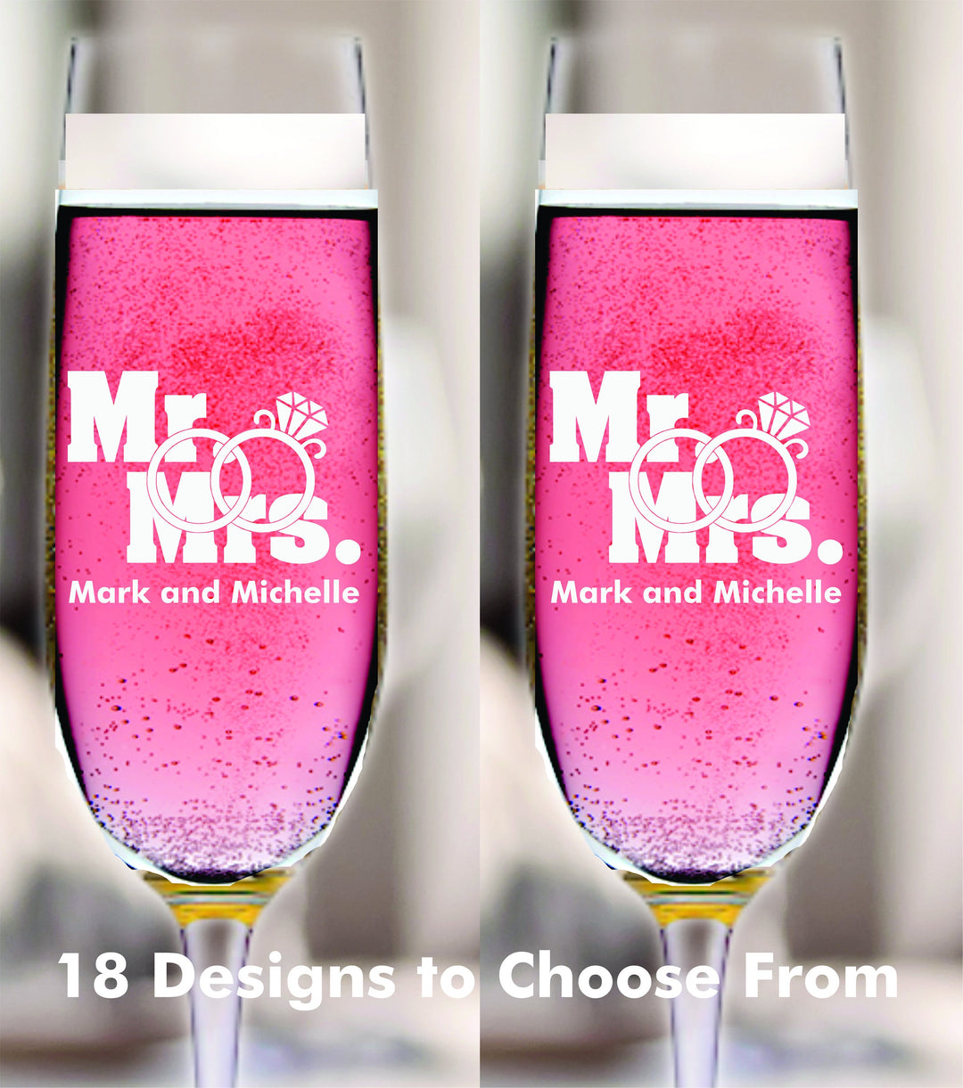 Funny Mr Right and Mrs Always Right Champagne Flute for Wedding Toast , 2 pc Set Champagne Glass, Bridal Shower Glass, Champagne Toasting