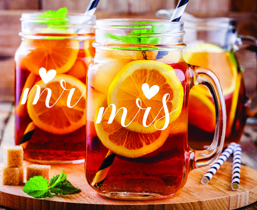 Monogram Mason Jar Glass with handle , Personalized 2 pc Set Mason Jar Drinking Glass Gift, Bridal Shower Mason Jar gift, Custom Mason Jar