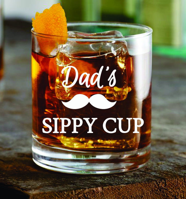 Dad's Sippy Cup Father's Day Whiskey Glass Gift, Fathers Day Rocks Glass, Gift for Dad, Engraved Whiskey Glass Dad Gift for Father's Day