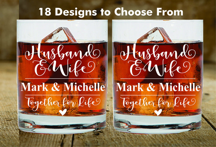 Best Day Ever Wedding Whiskey Glass, Wedding Gift for Couples, 2 pc Set Whiskey Glass, Bourbon Gift glass, Wedding Couples Scotch Glass