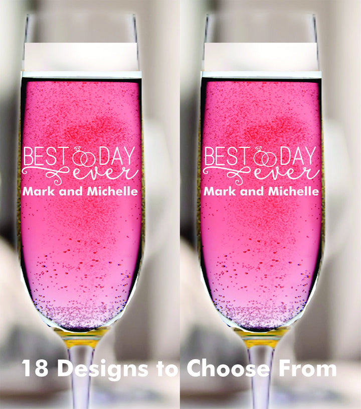 Monogram Wedding Champagne Flute for Wedding Toast , Personalized 2 pc Set Champagne Glass, Bridal Shower Glass gift, Champagne Toasting