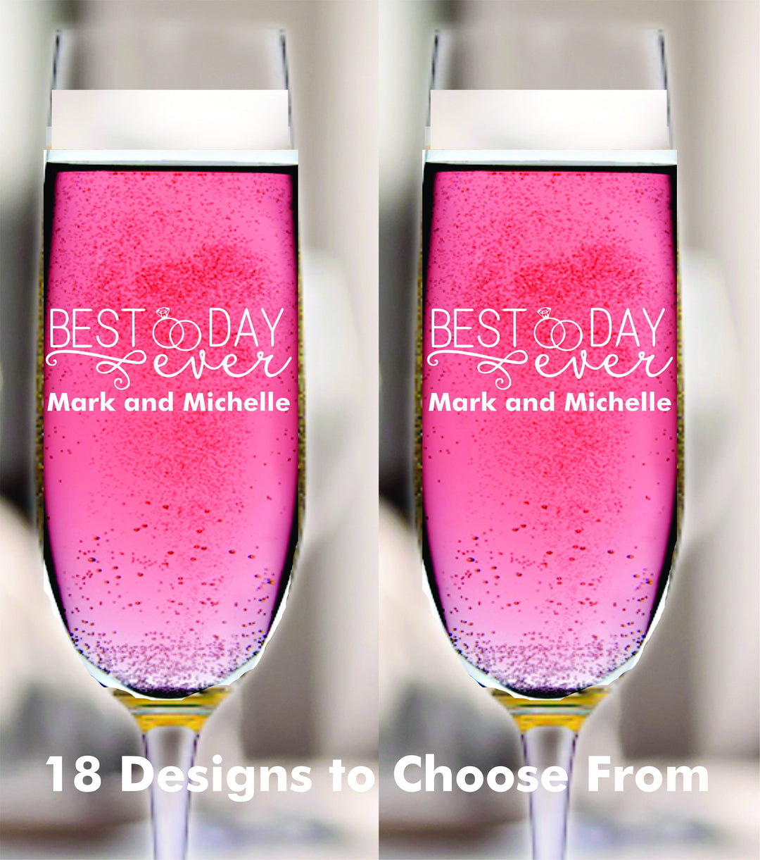 Best Day Ever Custom Champagne Flute for Wedding Toast , 2 pc Set Champagne Glass, Bridal Shower Glass, Champagne Toasting Glasses gift
