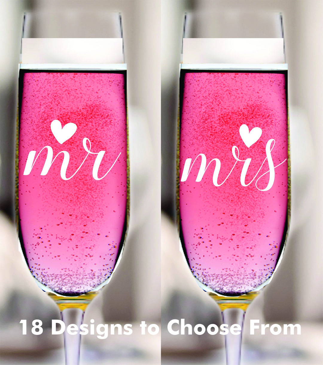 Customized Mr and Mrs Wedding Champagne Flute for Wedding Toast , Personalized 2 pc Set Champagne Glass, Bridal Shower Glass Champagne