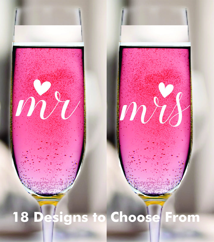 Funny Mr Right and Mrs Always Right Champagne Flute for Wedding Toast , 2 pc Set Champagne Glass, Bridal Shower Glass, Champagne Toasting