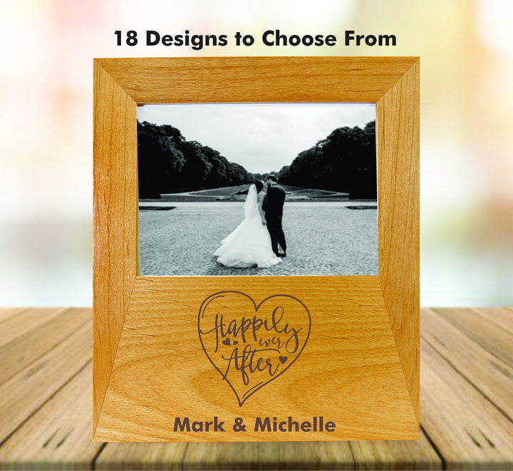 Monogram Newly Engaged Photo Frame Gift For The Couple, Engagement Gift Wood Picture Frame, Bridal Shower Picture Frame gift,Engraved Frame