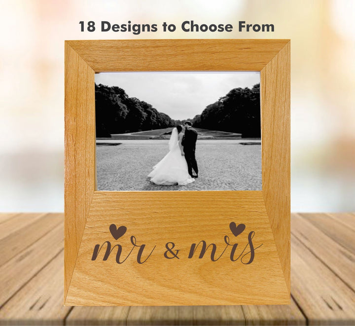 Funny Mr and Mrs Wedding Photo Frame Gift For The Couple, Bride and Groom Wood Picture Frame, Mr and Mrs Picture Frame, Engraved Wood Frame