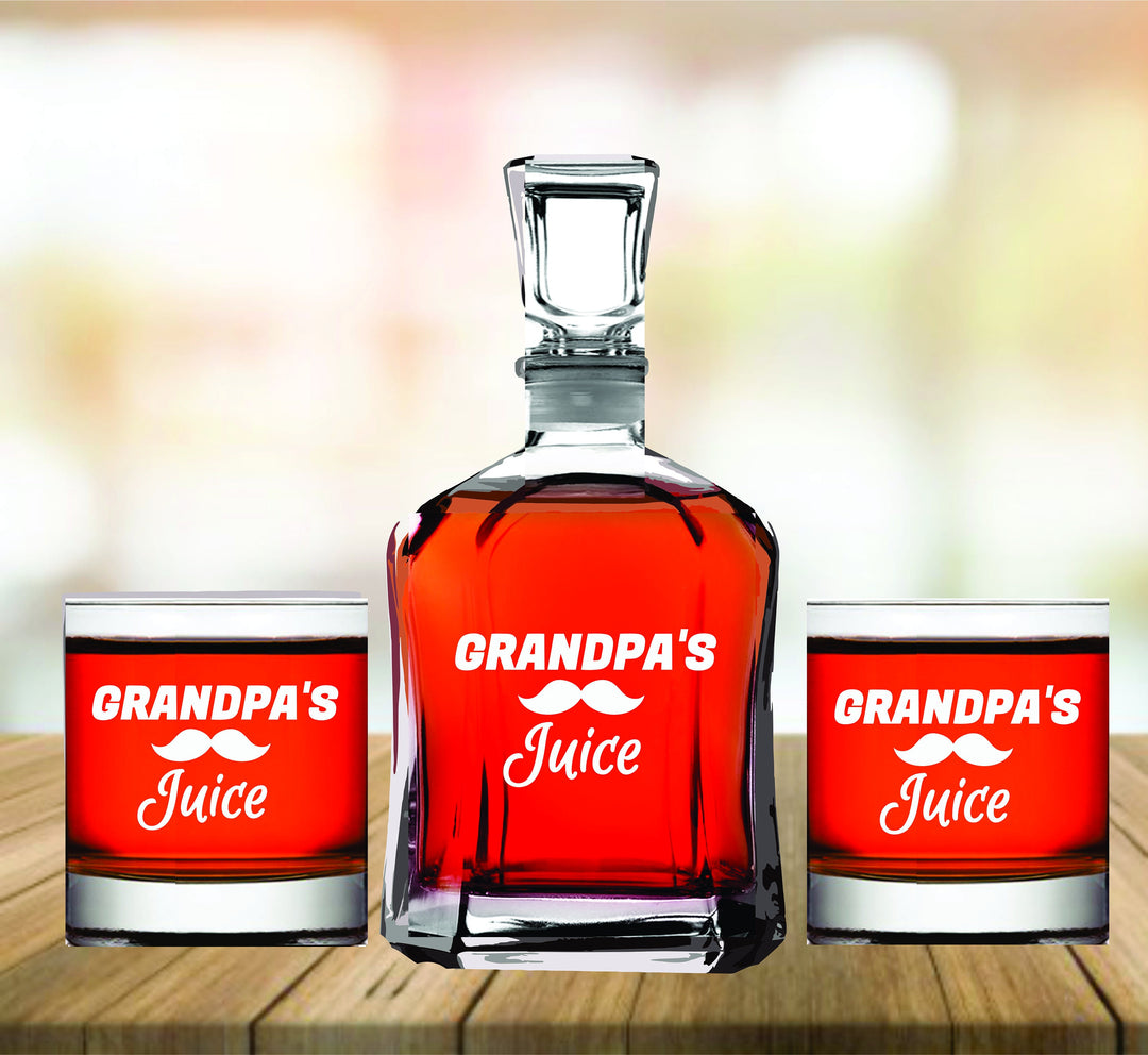 Grandpas Juice Cup Father's Day Gift, Decanter Gift for Grandpa, Whiskey Decanter set, Man Cave Gift, Dad Whiskey Glass, Father Gift