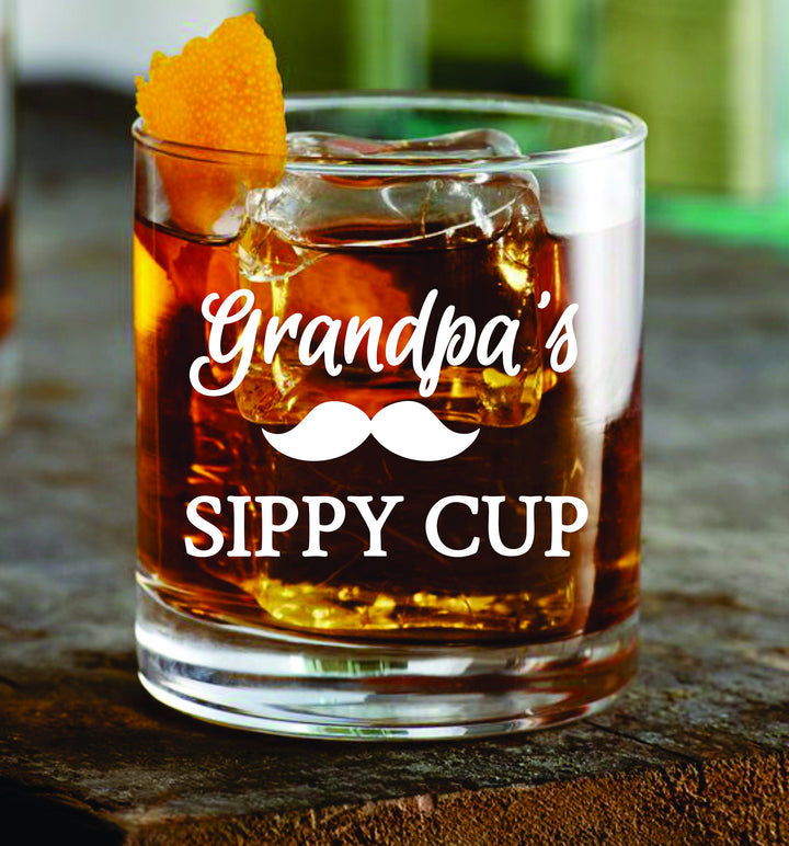 Dad's Sippy Cup Father's Day Whiskey Glass Gift, Fathers Day Rocks Glass, Gift for Dad, Engraved Whiskey Glass Dad Gift for Father's Day