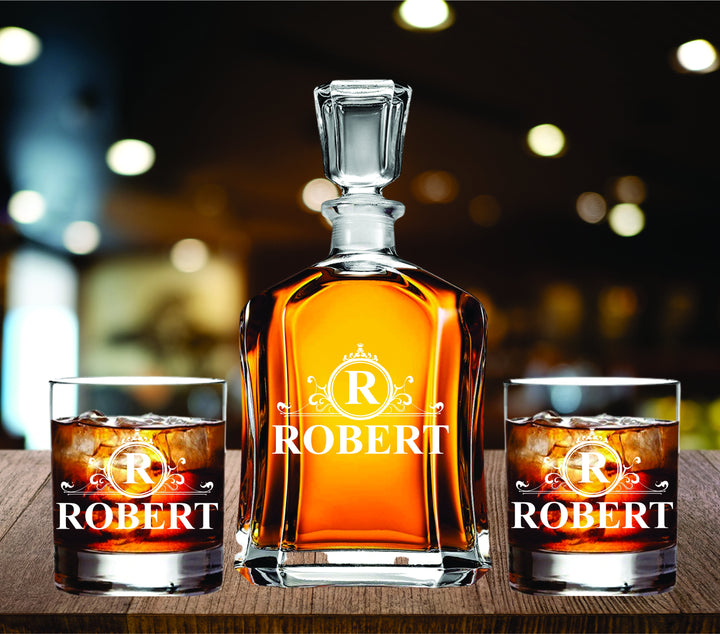 Monogram Custom Personalized Decanter, Engraved Decanter Whiskey Decanter, Scotch Decanter Gift, Housewarming Gift, Wedding Shower Gift,