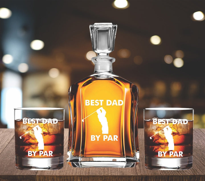 Golf Birthday Whiskey Decanter set, Men's Birthday Golf Whiskey gift, Golf Lovers Decanter Gift, Gift for Dad, Dad Birthday, Golf Gift Set