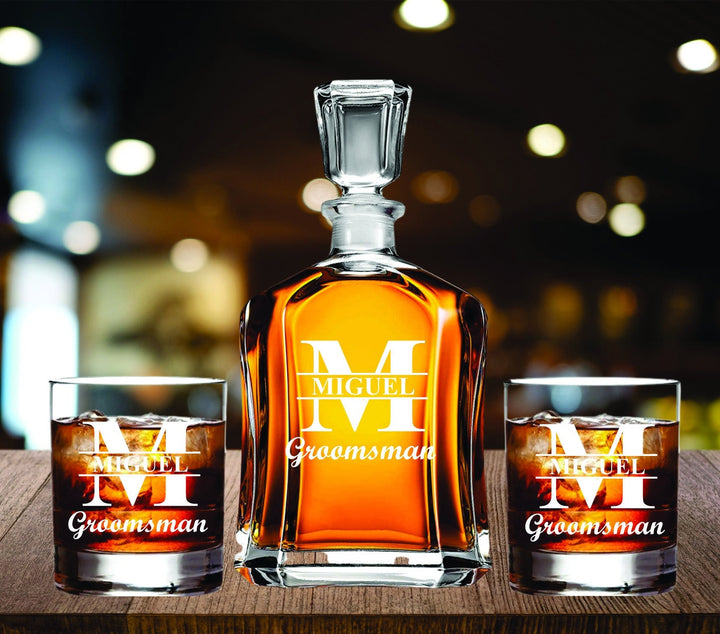 Groomsman Gift Whiskey Glass Decanter, Groomsmen Proposal Whiskey Decanter, Gift for Groomsmen, Personalized Groomsman Proposal Box, BestMan