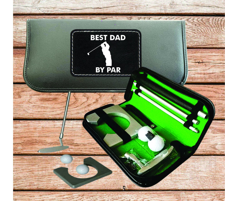 Best Dad by Par Father's Day Golf Putting Gift Set , Golf Putting Cup, Indoor Golf Putter Practice, Golf Putter Kit, Golf Gifts for Men