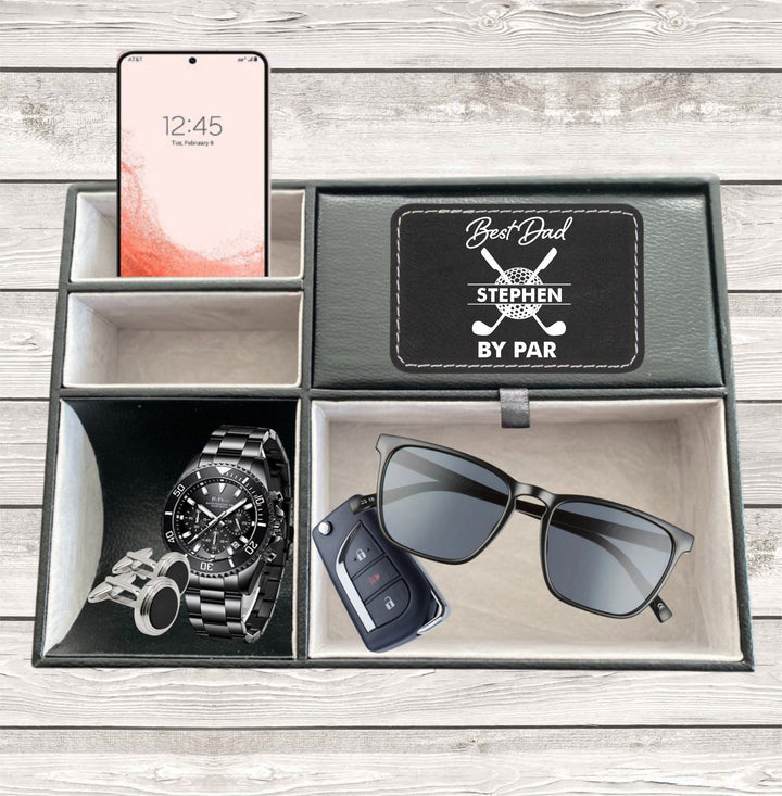 Catchall Valet Tray Organizer, Custom Valet Tray, Personalized Men's Day Desk Organizer, Monogram Valet Box, Dad Birthday, Mens Dresser Tray