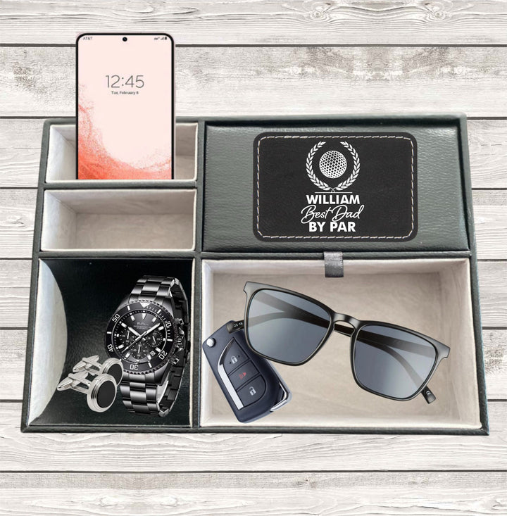 Catchall Valet Tray Organizer, Custom Valet Tray, Personalized Men's Day Desk Organizer, Monogram Valet Box, Dad Birthday, Mens Dresser Tray