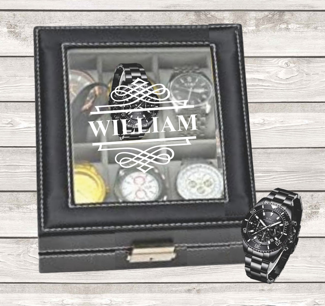 Mens Birthday Watch Box Gift, Engraved Watch Box, Custom Watch Box Case, Watch Storage Case, Monogram Watch Case, Watch Birthday Gift Men