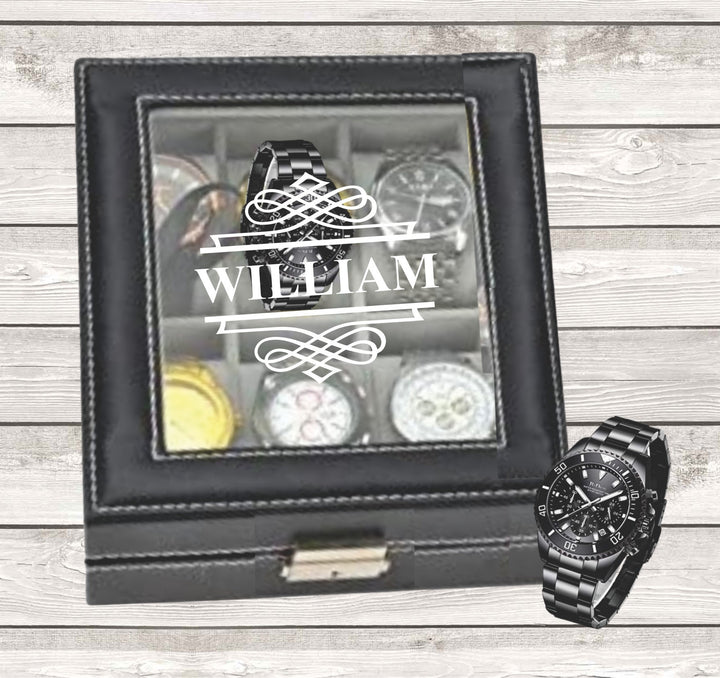 Mens Birthday Watch Box Gift, Engraved Watch Box, Custom Watch Box Case, Watch Storage Case, Monogram Watch Case, Watch Birthday Gift Men