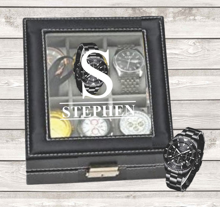 Engraved Watch Box Case, Mens Watch Box Storage Case, Custom Watch Box Case, Watch Storage Case, Monogram Watch Case, Watch Birthday Gift