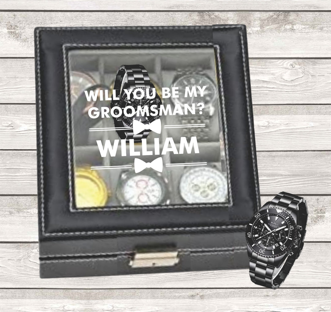 Groomsmen Proposal Watch Box Gift, Groomsman Gift Watch Case, Best Man Gift, Groom Watch Storage Case, Father of the Bride, Father of Groom