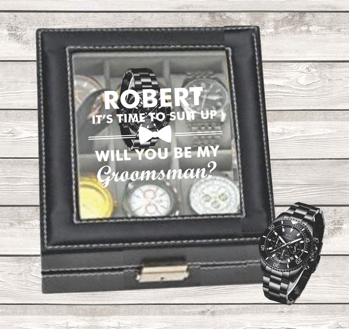 Groomsmen Proposal Watch Box Gift, Groomsman Gift Watch Case, Best Man Gift, Groom Watch Storage Case, Father of the Bride, Father of Groom