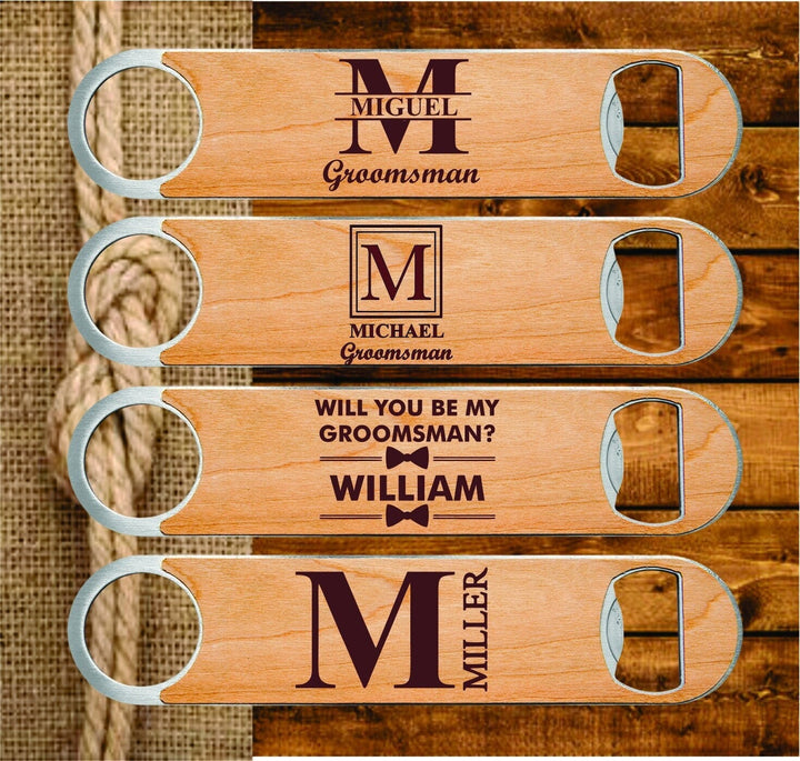 Set of 4 Groomsmen Gift, Beer Bottle opener, Groomsmen Proposal, Custom Groomsman Gift, Best Man Personalized bottle opener, Bachelor party