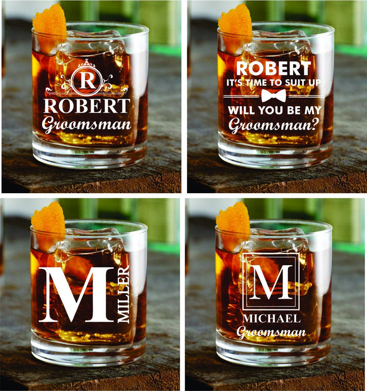 Bachelor Party Gifts, Set of 4 Whiskey Rocks Glass Gift, Groomsmen Proposal Whiskey Glasses, Personalized Groomsman Gifts, Groom, Best Man