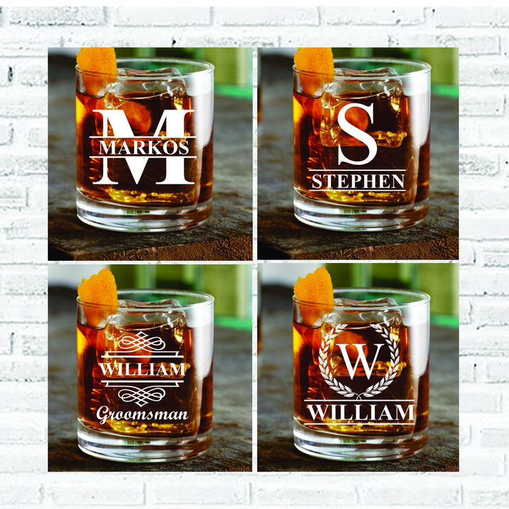 Set of 4 Groomsmen Proposal Whiskey Glass Gift, Groomsman Proposal Glasses, Personalized Bachelor Party Gifts, Officiant, Best Man, Groom